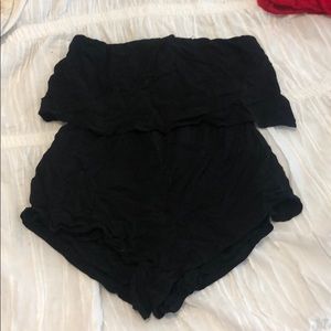 Black strapless romper